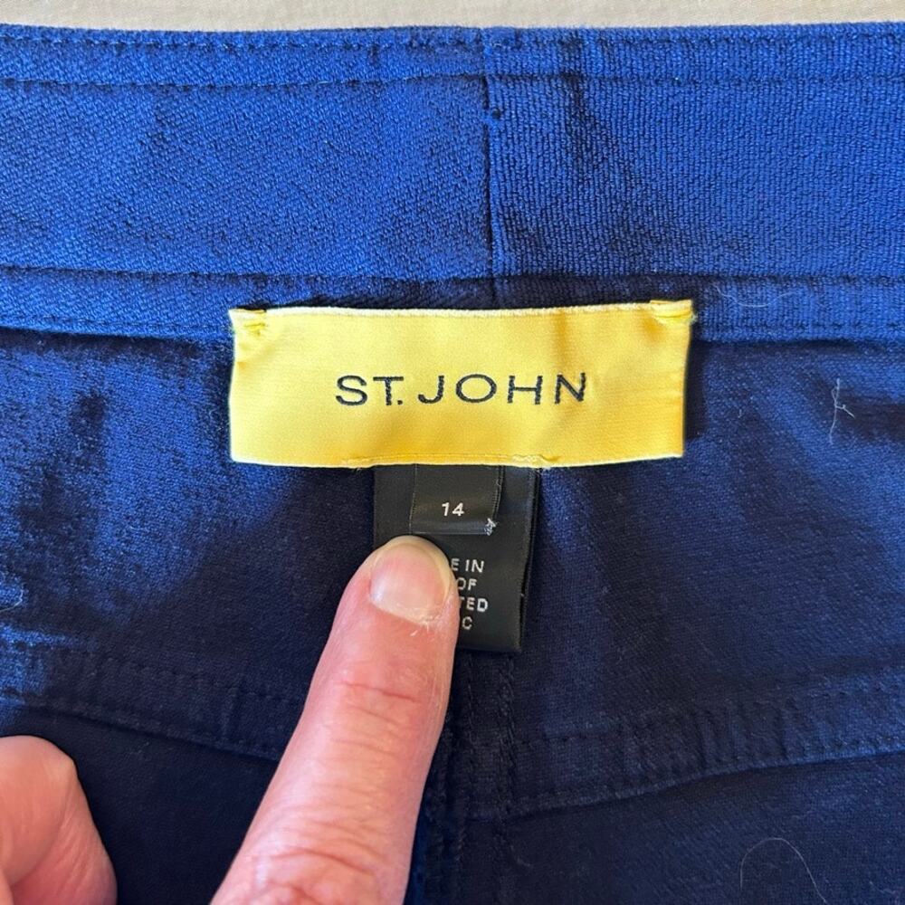 St. John Navy Blue Stretch Pocket Ankle Pant Size 14 MSRP $500 Old Money Luxury - Picture 2 of 8